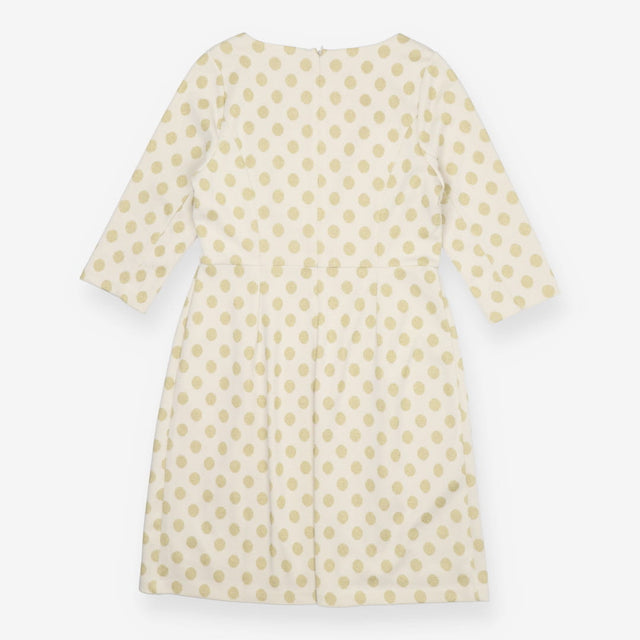 Boden Cream Gold Polka Dot Structured Midi Dress
