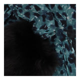 Prorsum Teal Printed Fur Trimmed Dress
