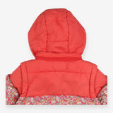 Puffer Coat Red and Pink Floral Removable Sleeves