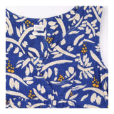 Blue Botanical Print Sleeveless Midi Dress