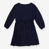Dress Long Sleeve Navy with Multi Coloured Dots