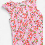 Romper Woven Frill Sleeve Pink Floral Ladybird Bee