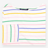 Top White Multi Stripe Cotton Long Sleeve Crew Nec