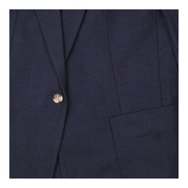 Club Monaco Navy Blue Textured Single Breasted Bla
