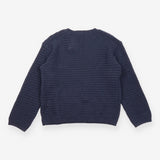 Jumper Navy Blue Open Knit Crew Neck Long Sleeve