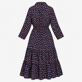 Midi Dress Red White Shamrock Print Ruffled Skirt