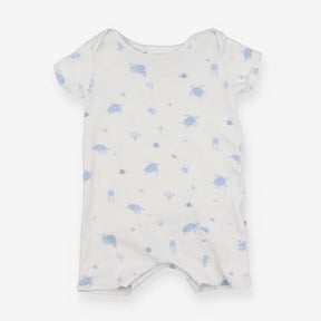 Romper White and Blue Turtle Print