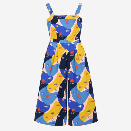 Blue Yellow Abstract Sun Print 100% Cotton Square 