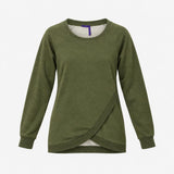 Khaki Crossover Long Sleeve Maternity and Nursing 