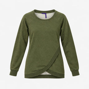 Khaki Crossover Long Sleeve Maternity and Nursing 