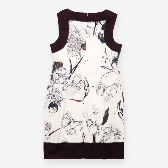 Phase Eight Dress Floral Sketch Shift White Plum