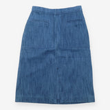 Mid-Blue Cotton A-Line Denim Skirt