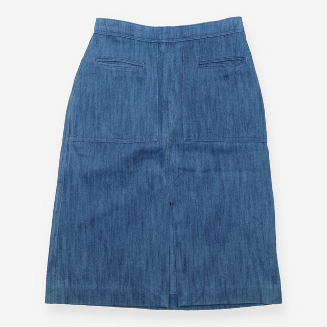 Mid-Blue Cotton A-Line Denim Skirt