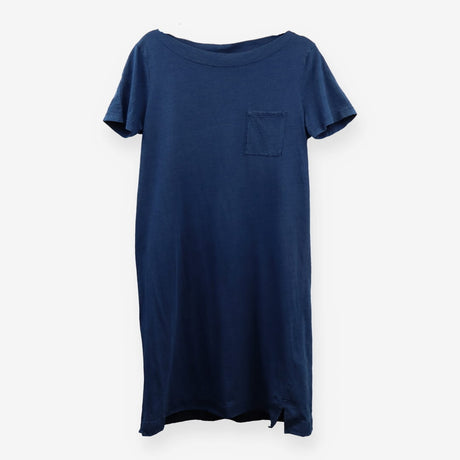 Blue Slub T‑Shirt Dress  Soft Textured Casual Styl