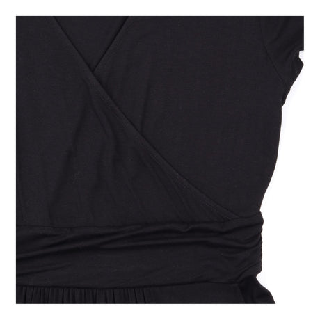 Dress Black Jersey Faux Wrap Ruched Waist