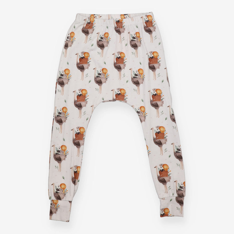 Harem legging cream with Ostrich, Lion, Panda  