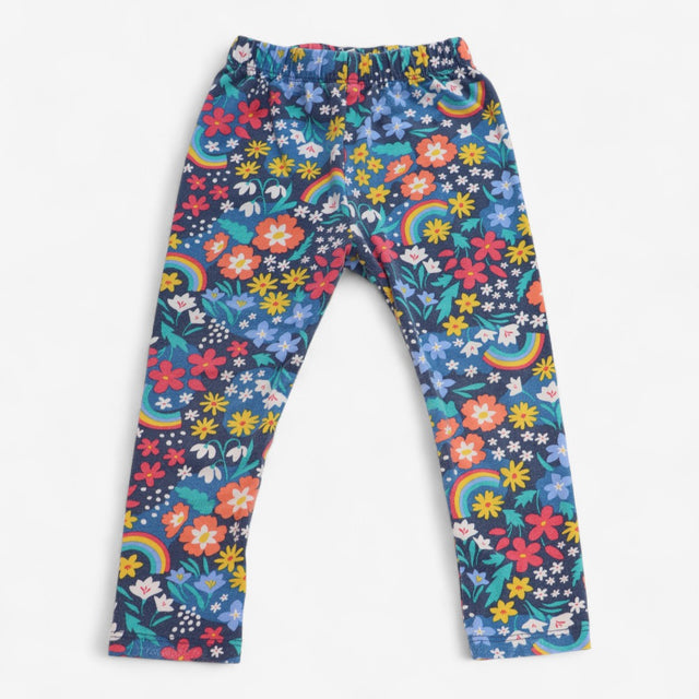Leggings Navy Floral with Rainbows