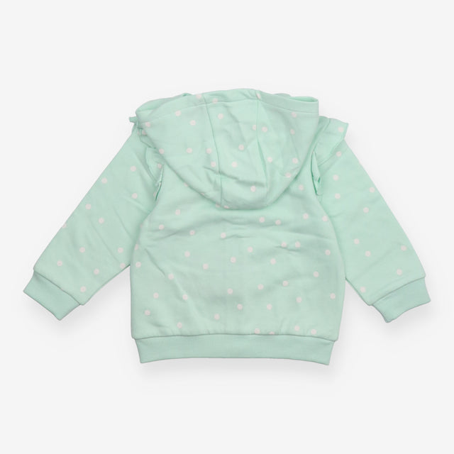 Hoodie Mint White Spots Frill Shoulders