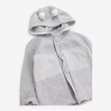 Cardigan Knit Hooded Grey and White with Buttons