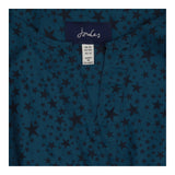 Teal Blue Star Print Elastic Waist Tiered M