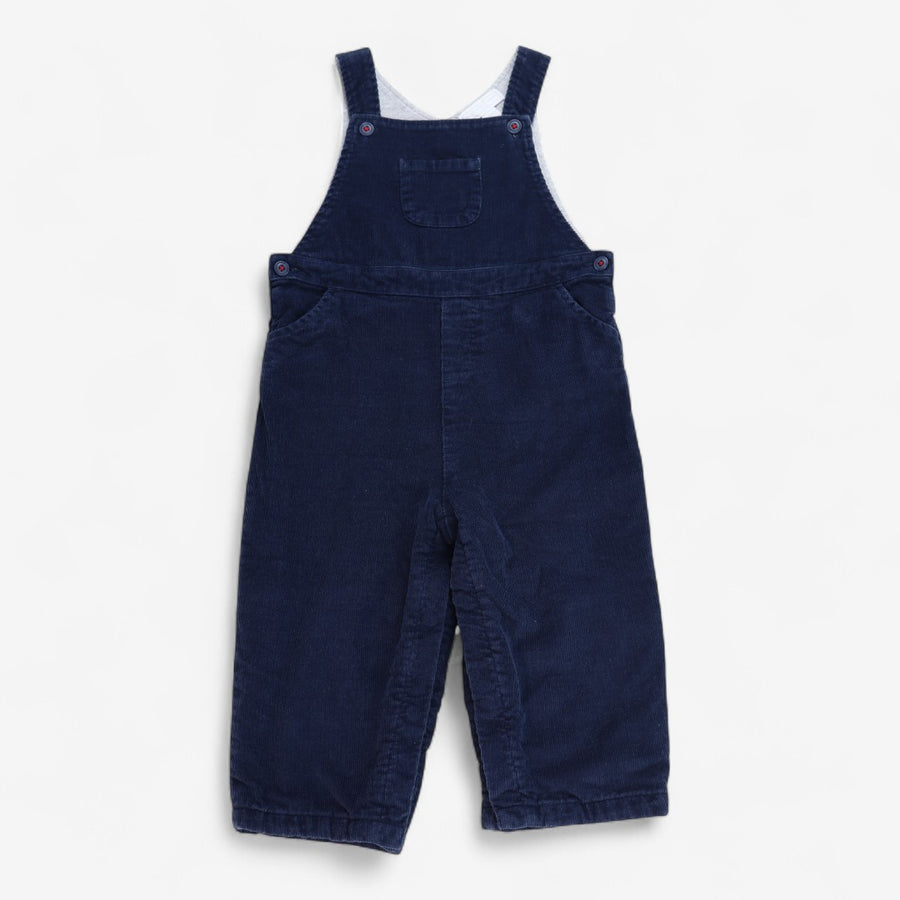 Navy Cord Dungarees Grey Lined 