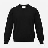 Jumper Black Extra Fine Merino Wool Crew Neck Long