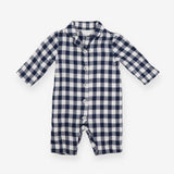 Blue Gingham collared romper 