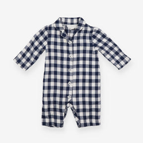 Blue Gingham collared romper 