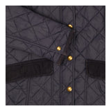 Quilted Blue Fitted Jacket with Floral Lining