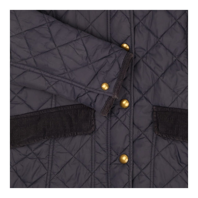Quilted Blue Fitted Jacket with Floral Lining