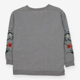 Sweatshirt Grey with Embroidered Flowers