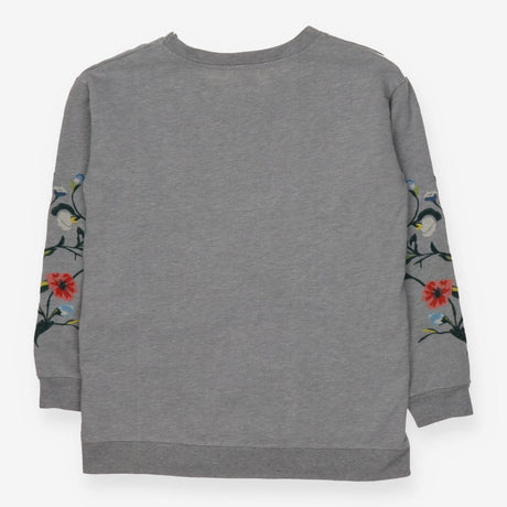 Sweatshirt Grey with Embroidered Flowers