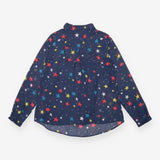 Shirt Blouse Navy Celestial Star Print Button Down