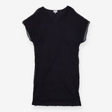 Navy Silk Blend Short Sleeve V-Neck Dress