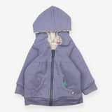 Hoodie reversable zipped blue and apples