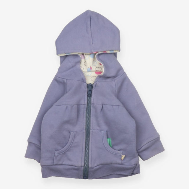 Hoodie reversable zipped blue and apples