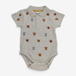 Bodysuit Collared Cream with Safari Appliques