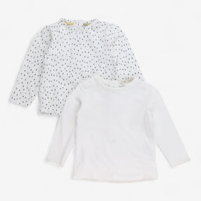 T-Shirt Long Sleeve White & Spots 2pcs