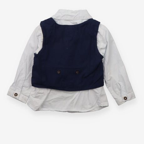 Outfit shirt white navy waist coat