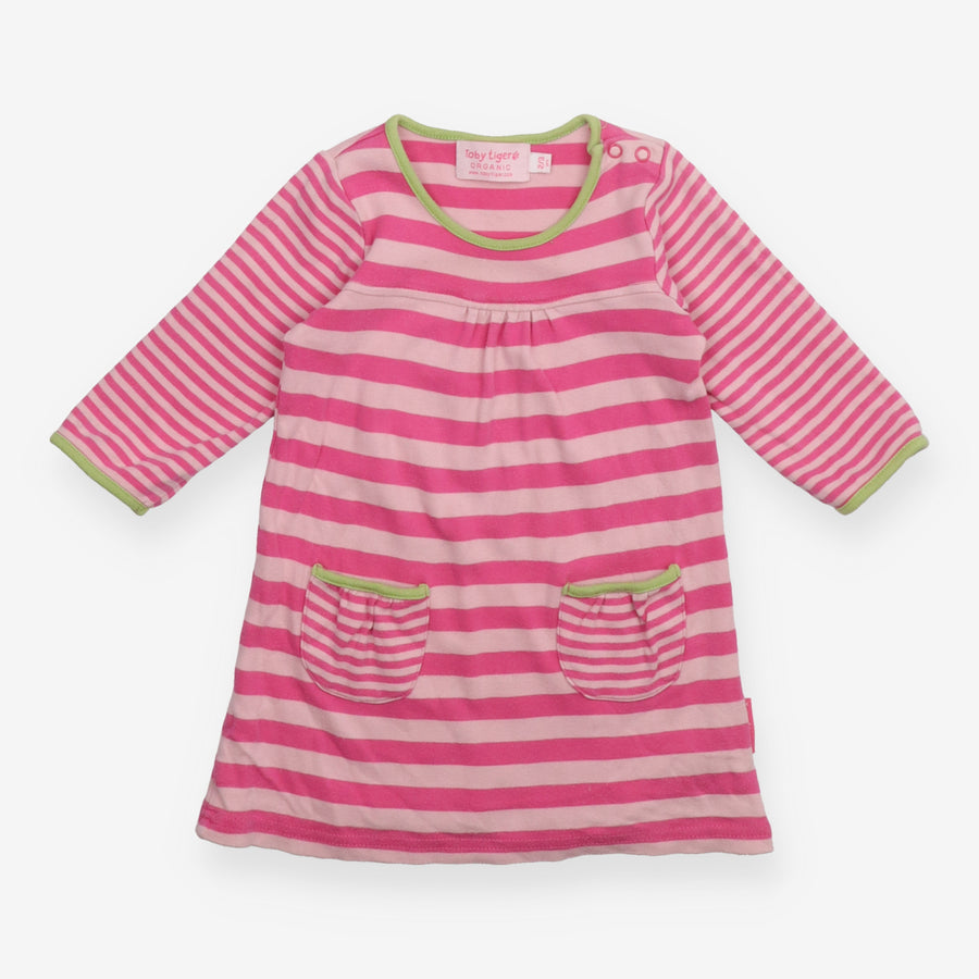 Pink Striped Dress with Pockets