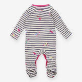 Sleepsuits striped horses pink edging