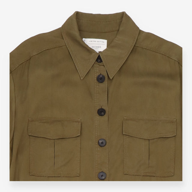 Midi Utility Dress Dark Khaki Lyocell Belted