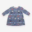 Dress LS blue farm animals pink edging