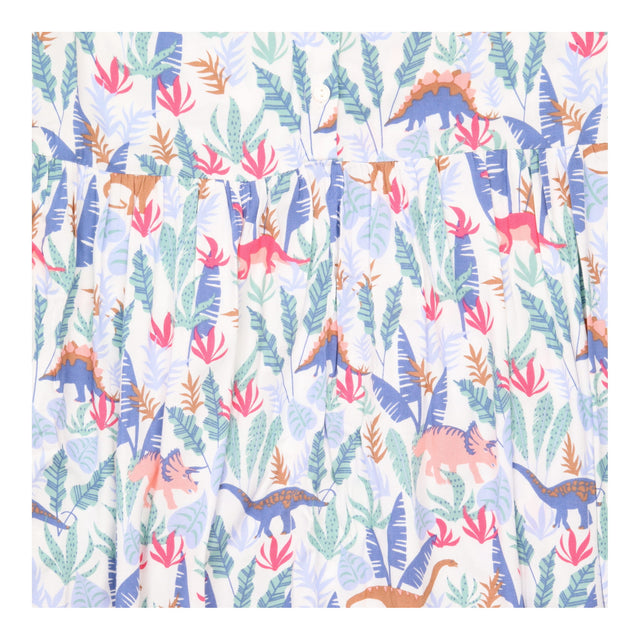 Tiered Midi Dress Dinosaur Botanical Print