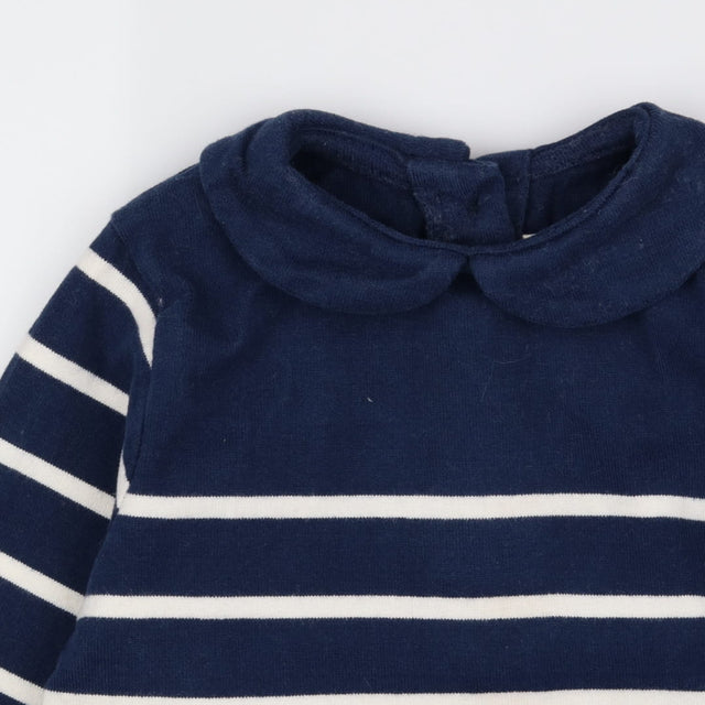 Navy Striped Collared Long Sleeve