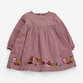Dress Cord Pink with Hedgehog Applique