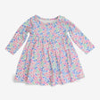Dress jersey LS pink blue ditsy floral