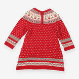 Dress Long Sleeve Knit Red Rudolph Appliques