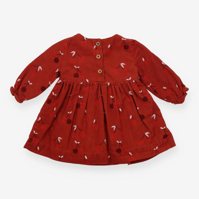 Dress long sleeve brick red cherries