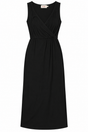 Midi Dress Black Wrap V Neck Sleeveless Jersey